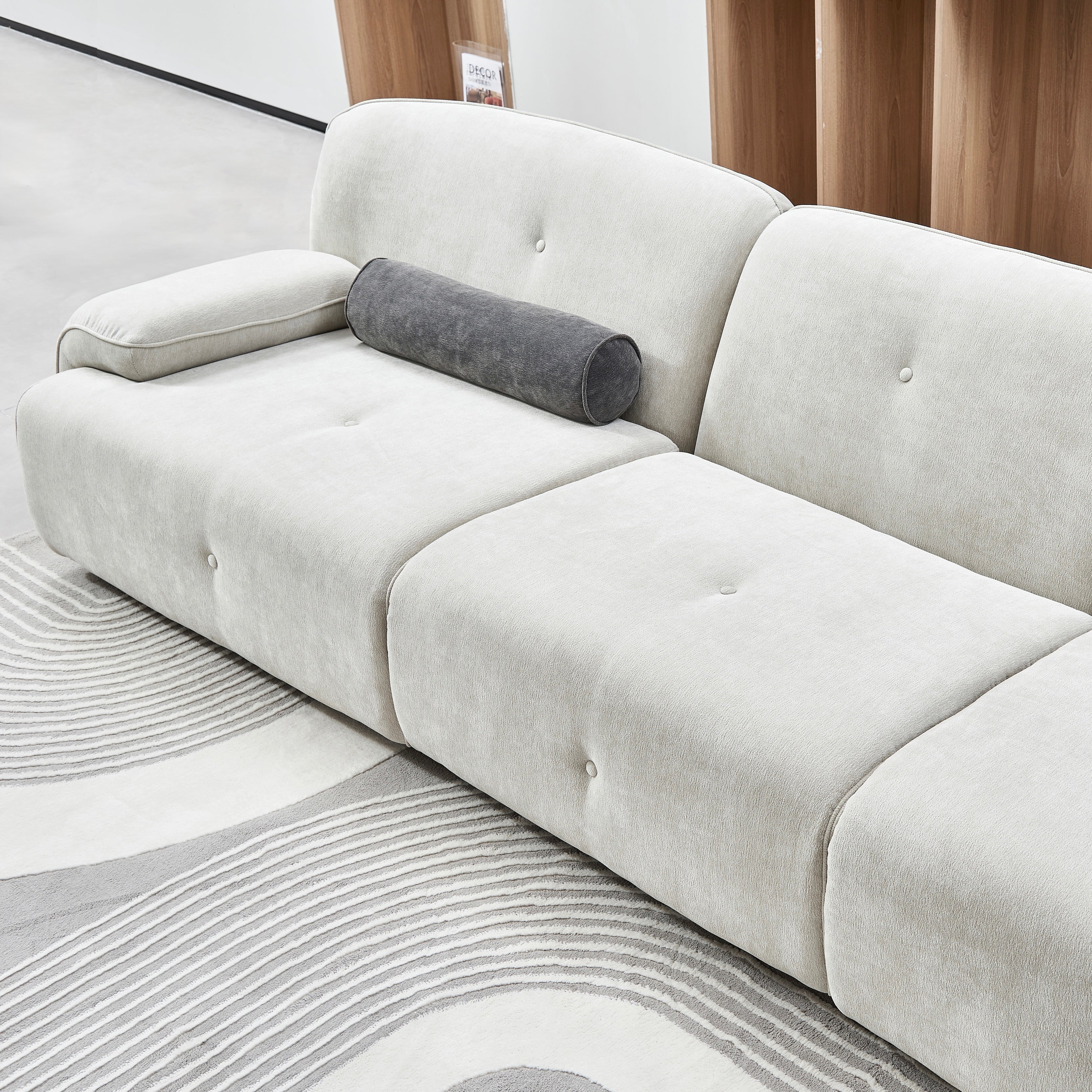 Donoa Fabric short armrests straight sofa
