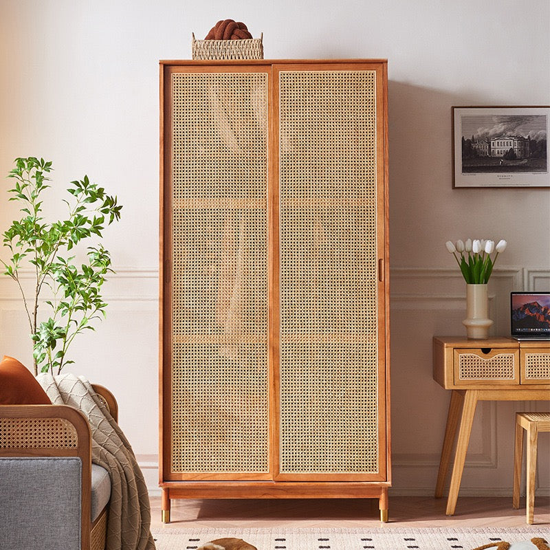 Zitrona Ash wood natural rattan wardrobe