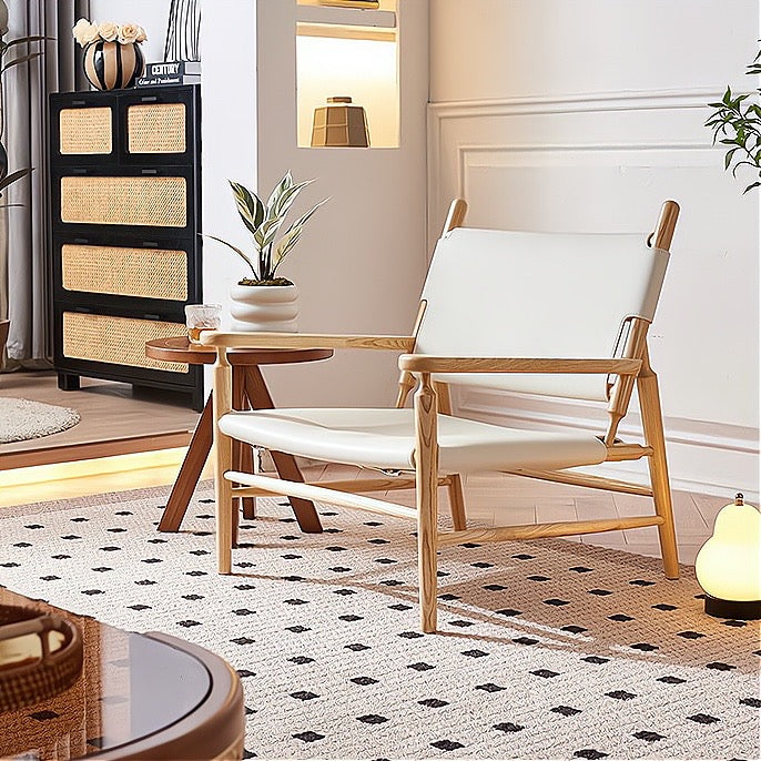 Xanian Ash wood leather accent chair