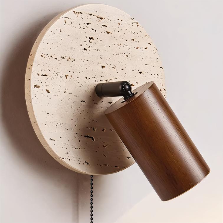 Roines 2pcs Beige travertine solid wood wall lights bedside lights