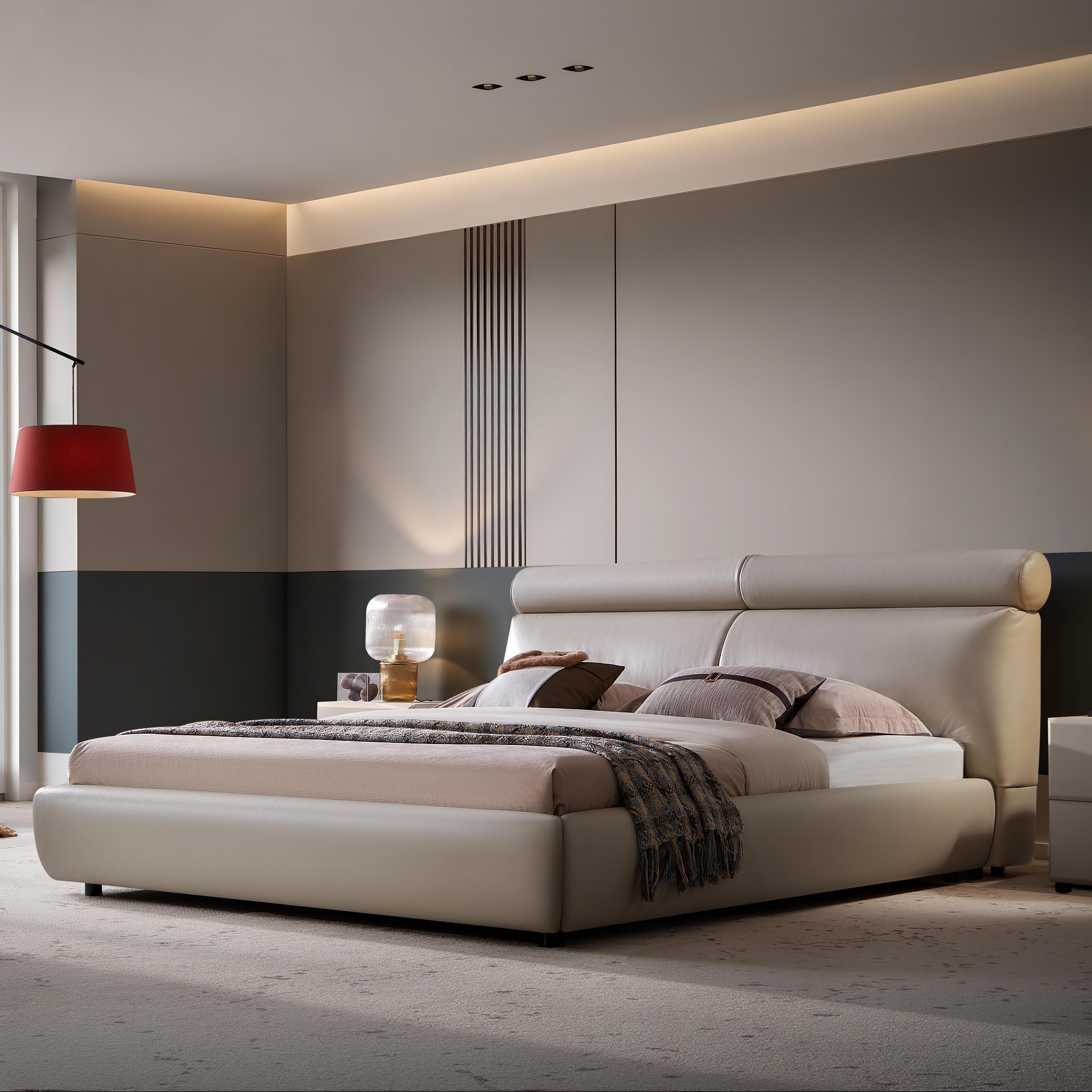 Bevina Leather solid wood bed