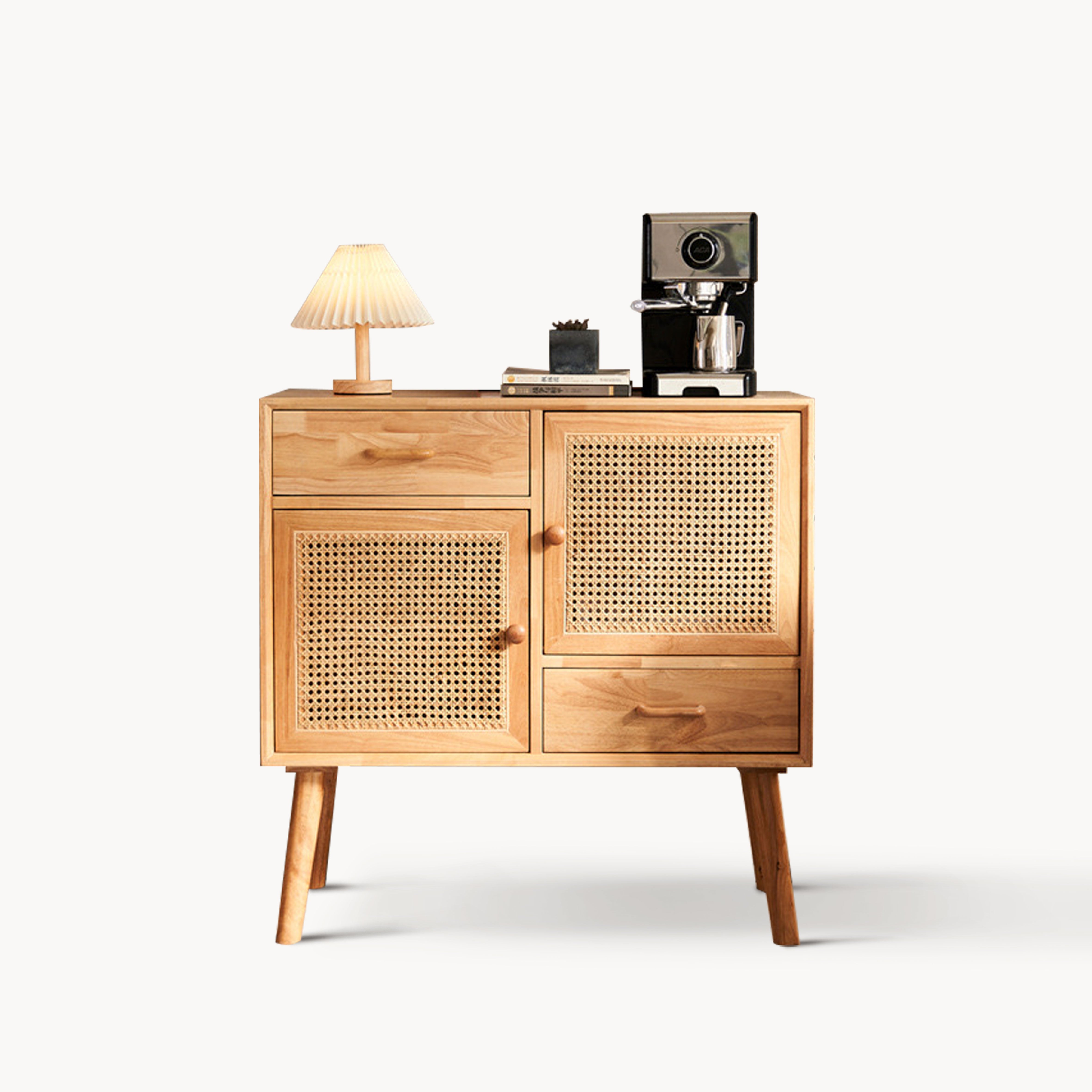 Shrilin Ash wood natural rattan sideboard