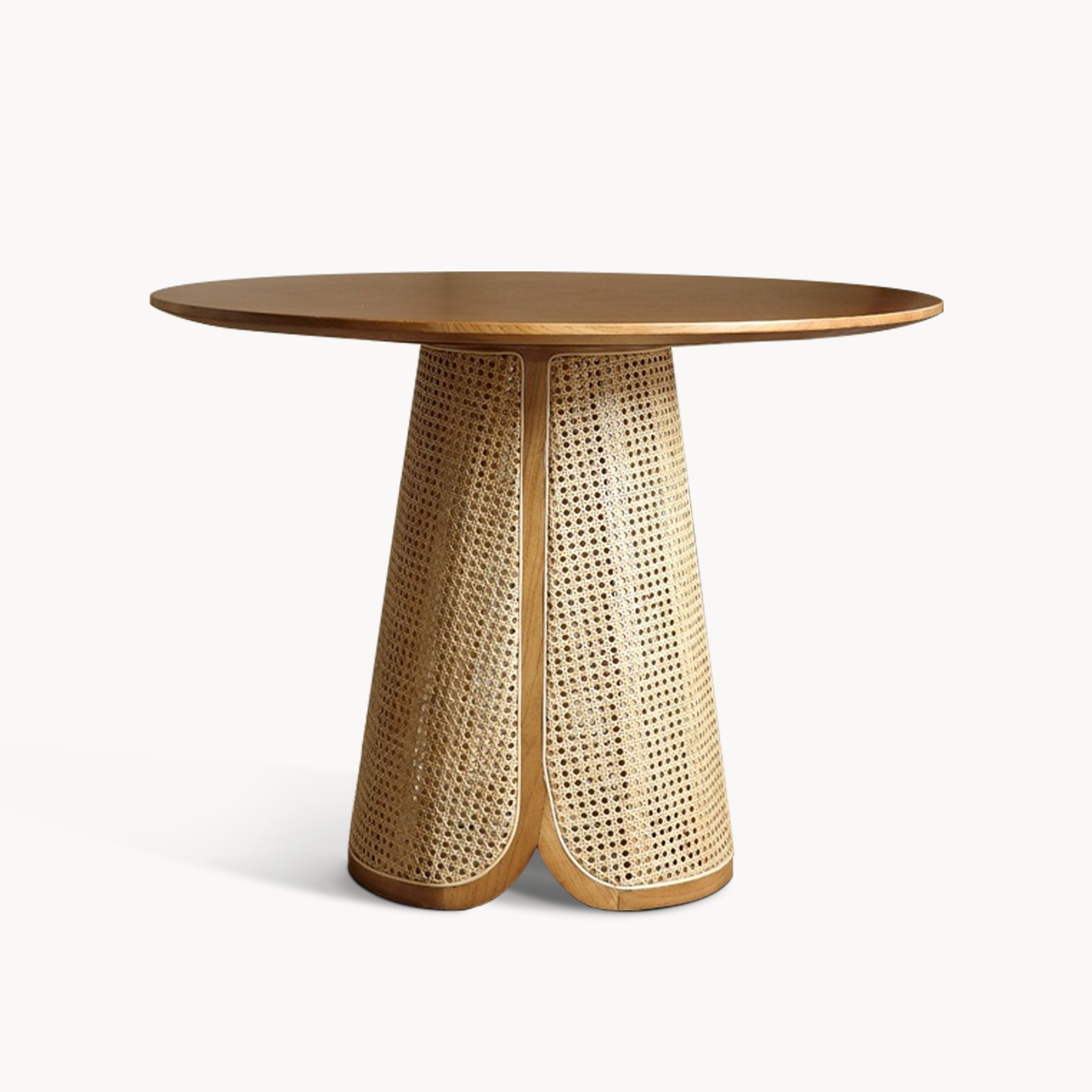 Bonnie Ash wood Indonesian natural rattan round dining table