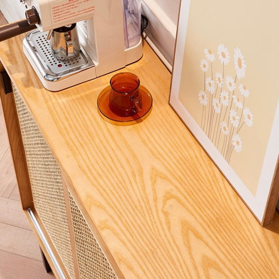 Howerin Ash wood natural rattan sideboard