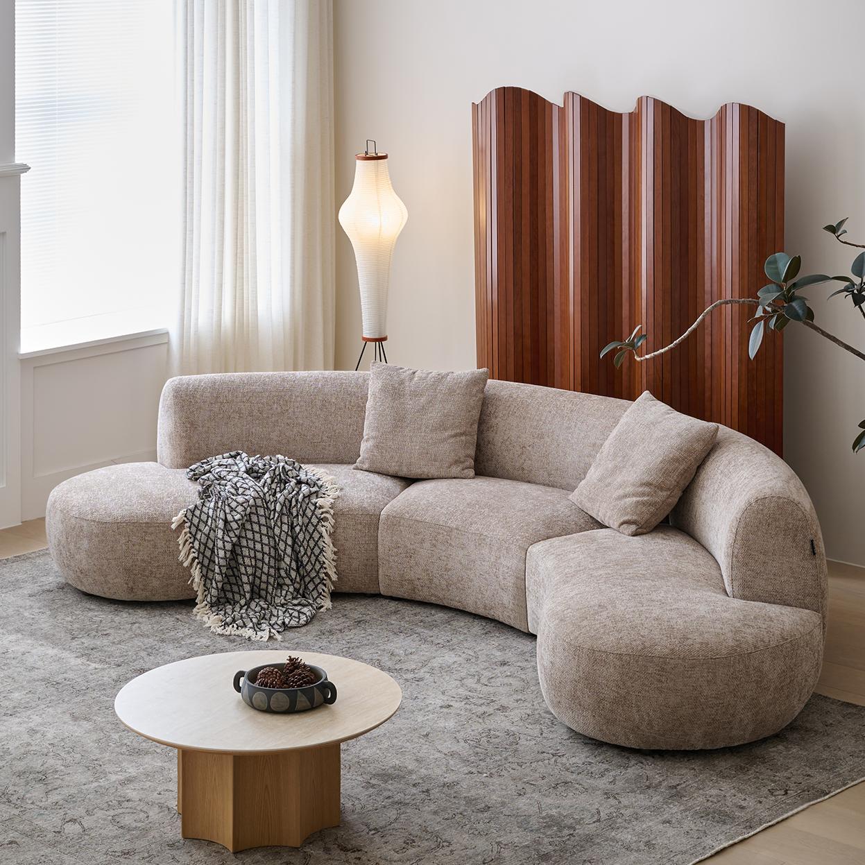 Vorki Fabric curved sofa