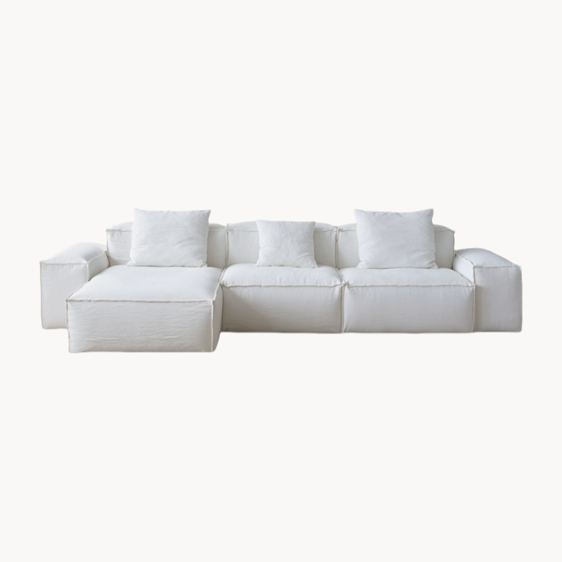 Seffi Washable natural linen fabric chaise lounge sofa