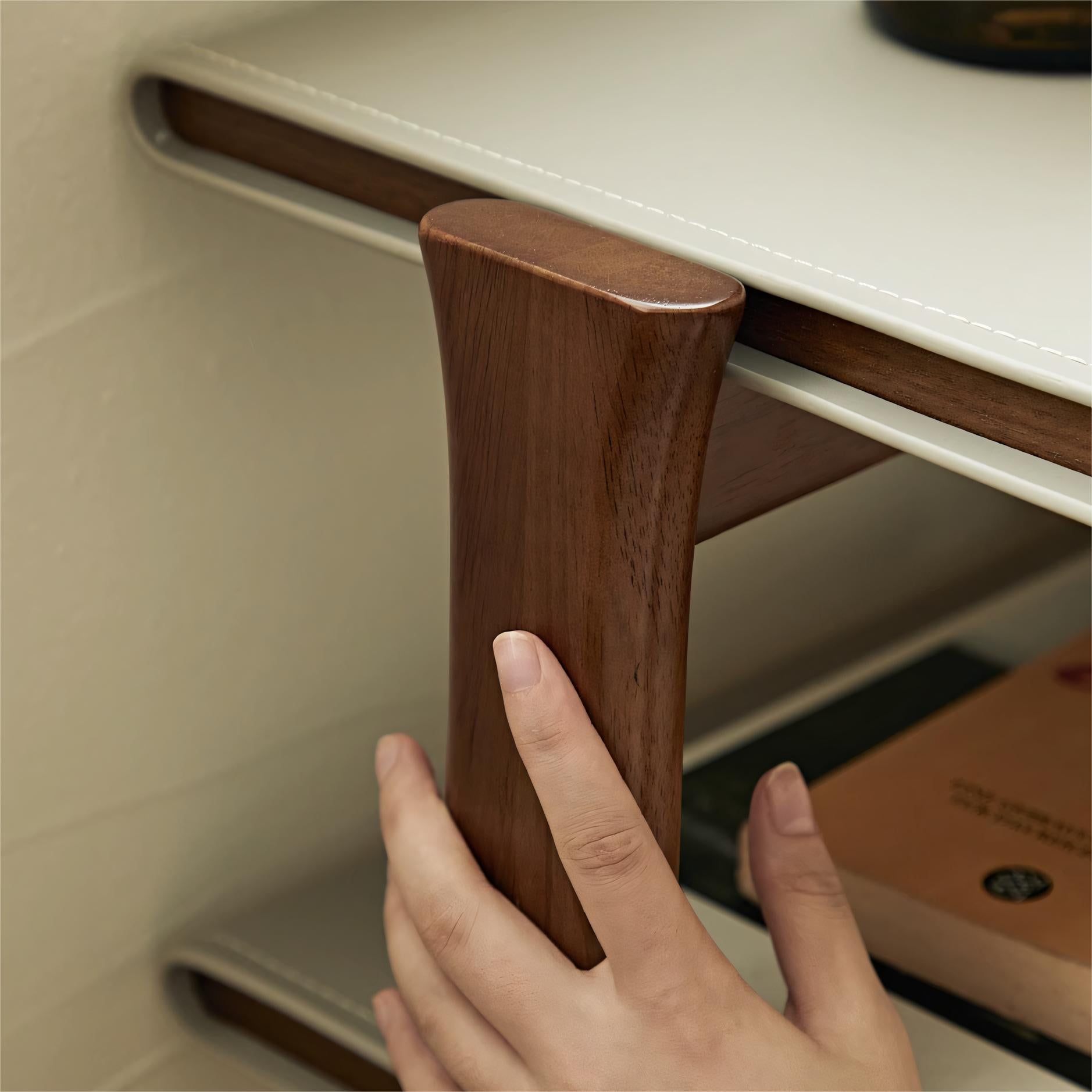 Irima Solid wood leather side table