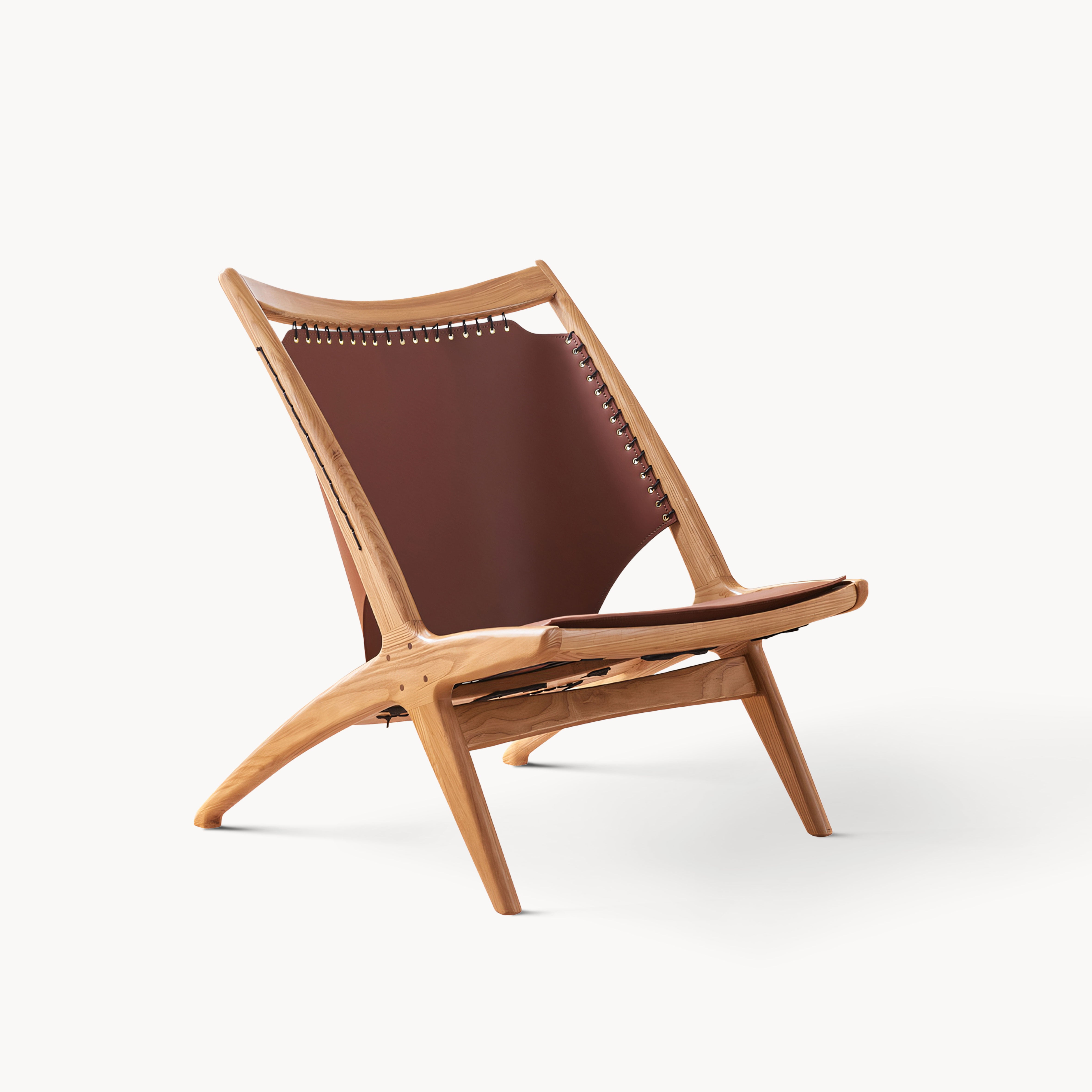 Beneta Leather ash wood lounge chair