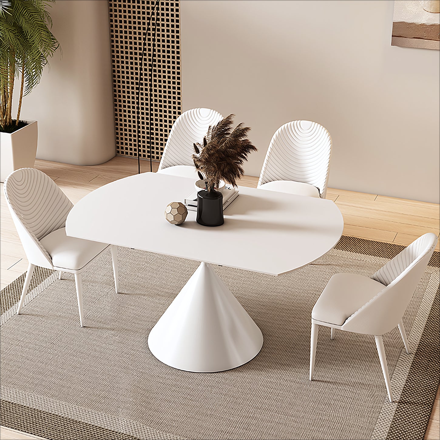 Dejove Extendable sintered stone round dining table