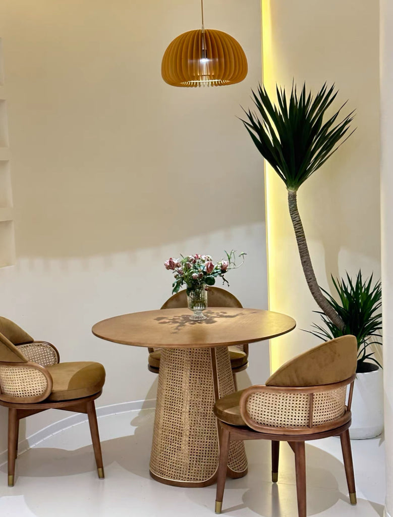 Hilarow 2 pcs ash wood natural rattan dining chairs