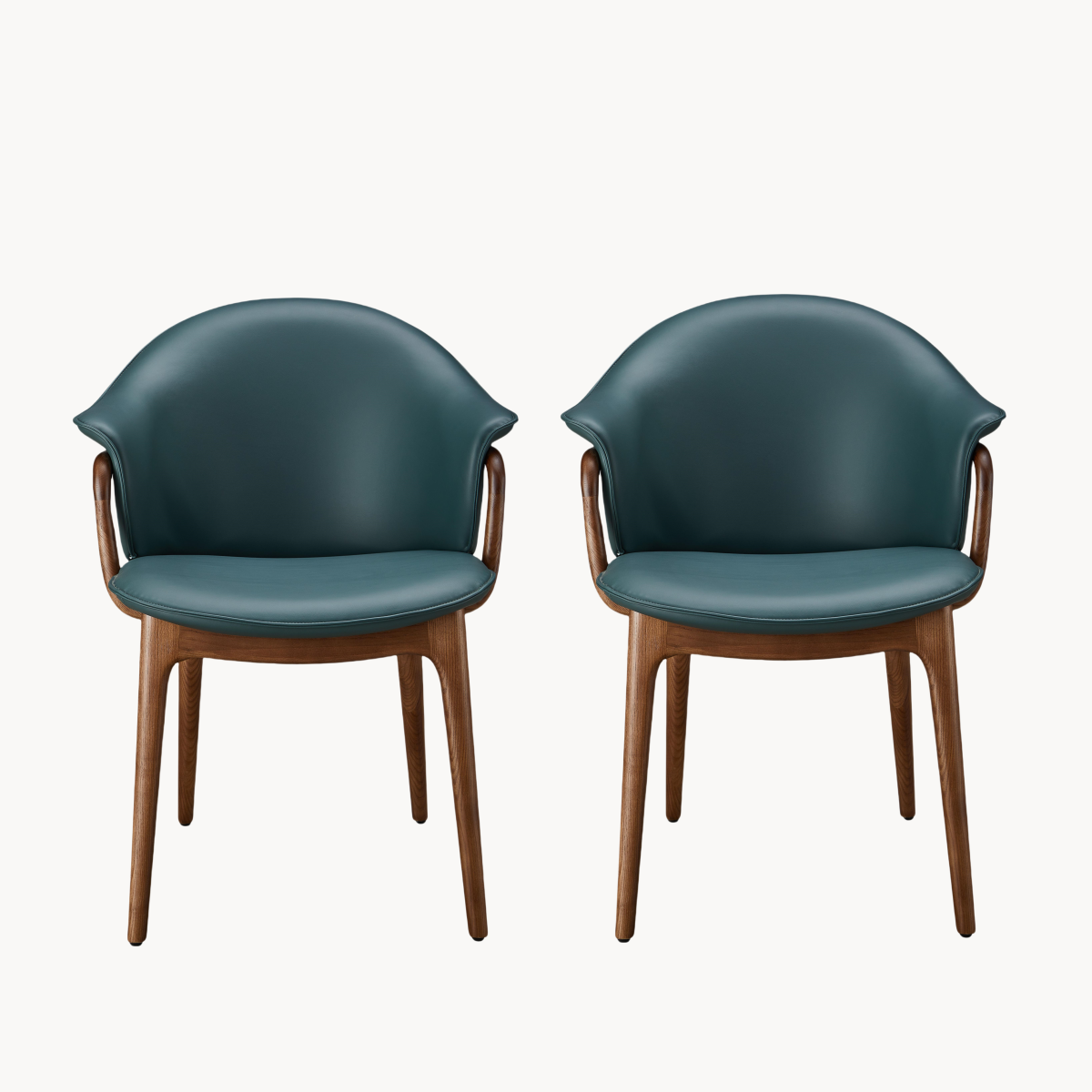 Tirotan 2pcs ash wood leather dining chairs