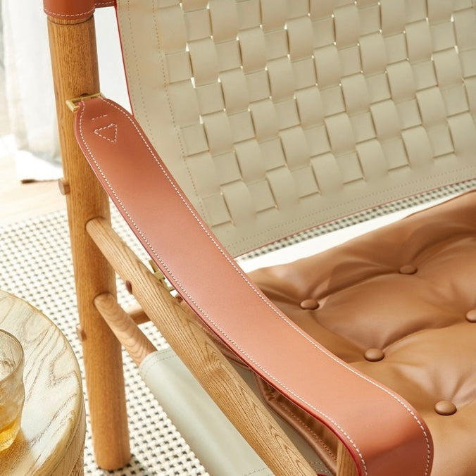 Linaro Ash wood leather accent chair