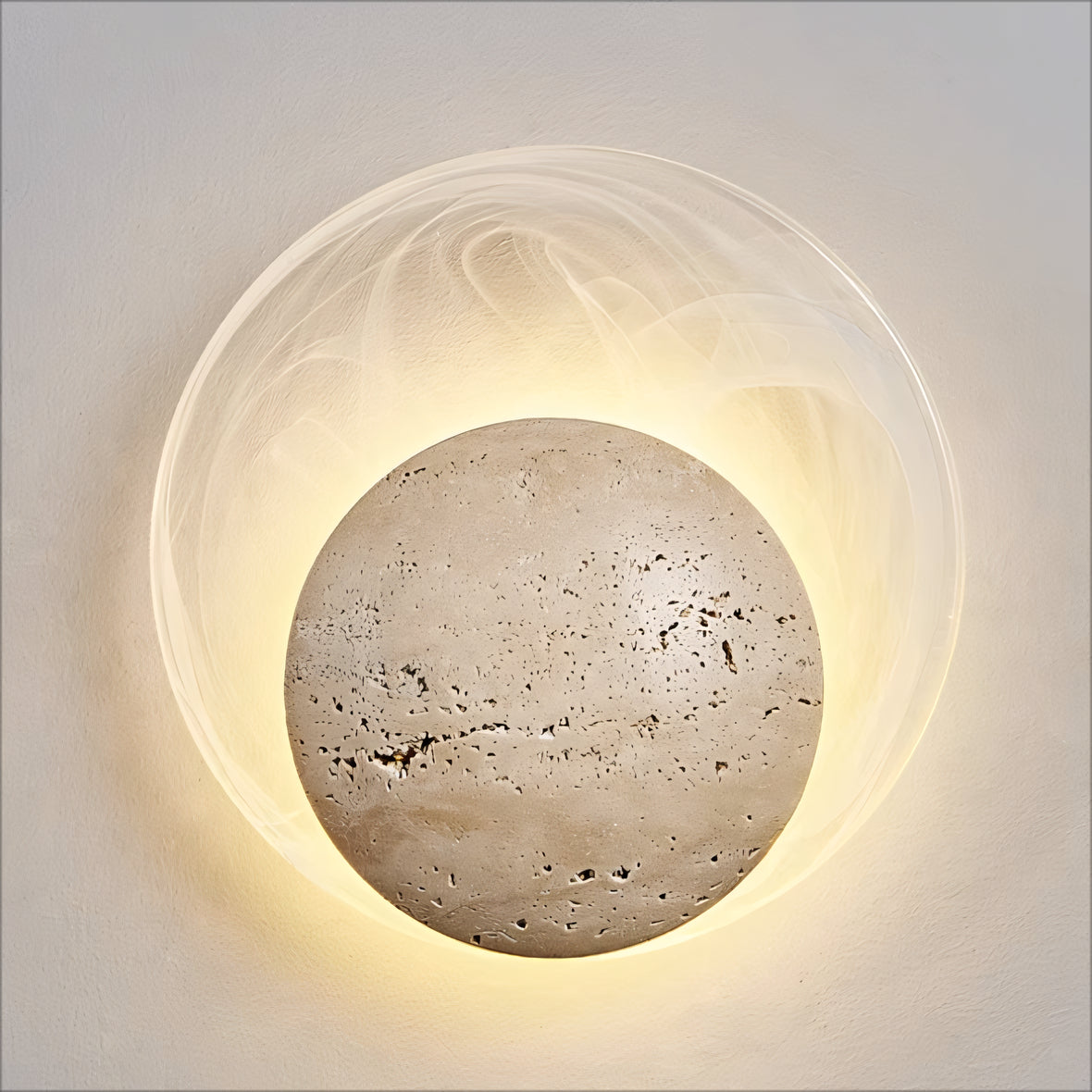 Srino 2pcs beige travertine wall lights bedside lights