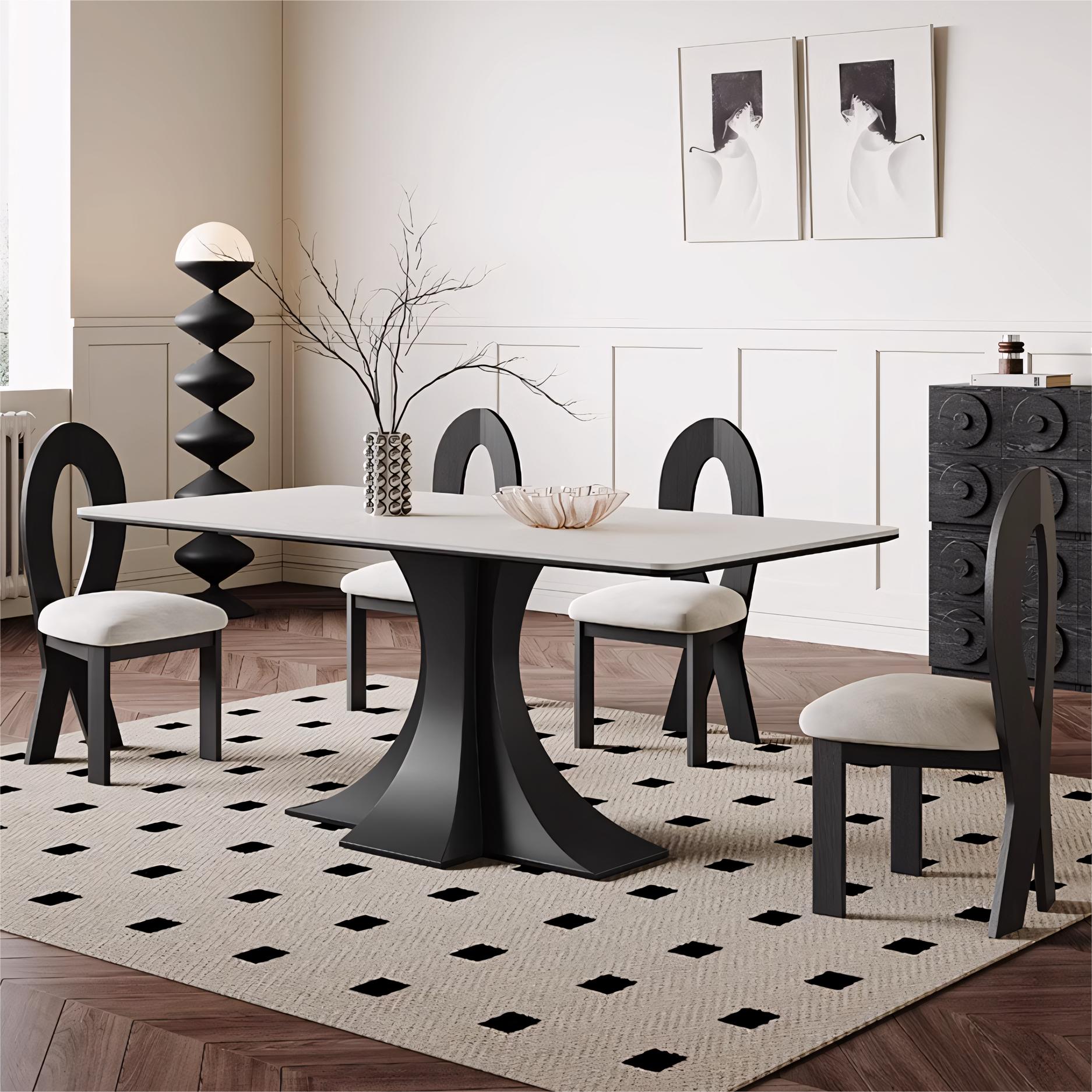 Lemaet Sintered stone rectangular dining set
