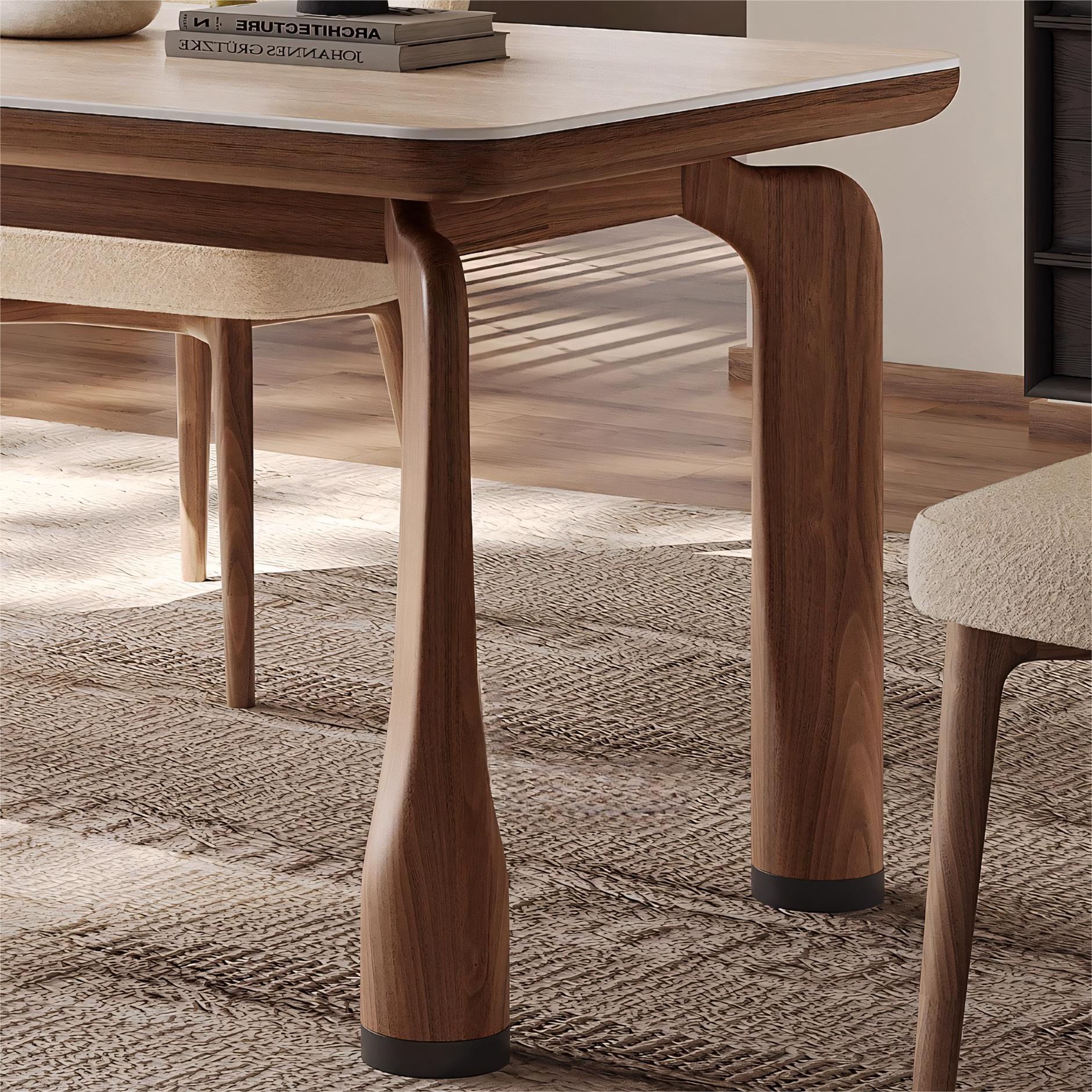 Keinn Solid wood sintered stone rectangular dining set