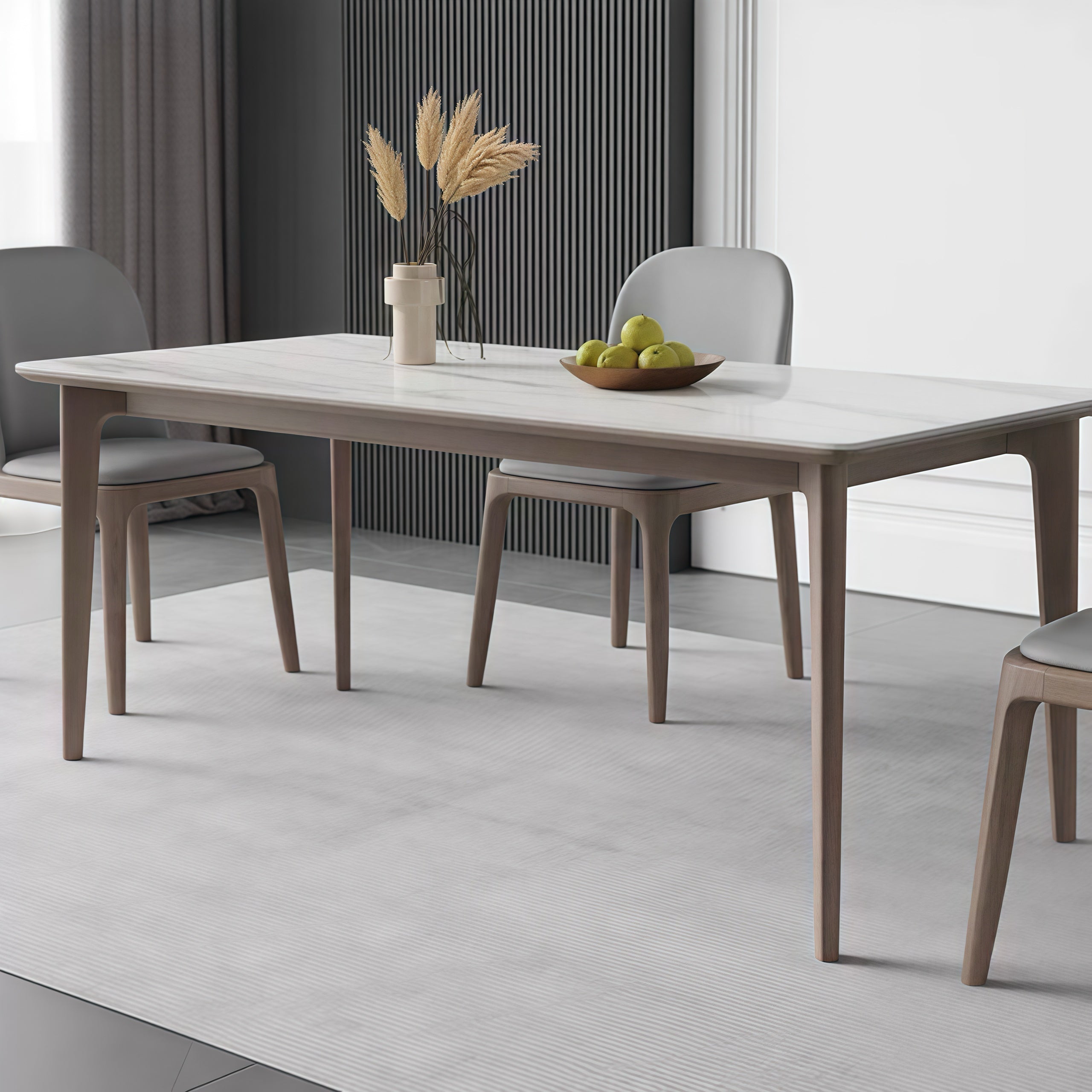 Diani Sintered stone solid wood rectangular dining table