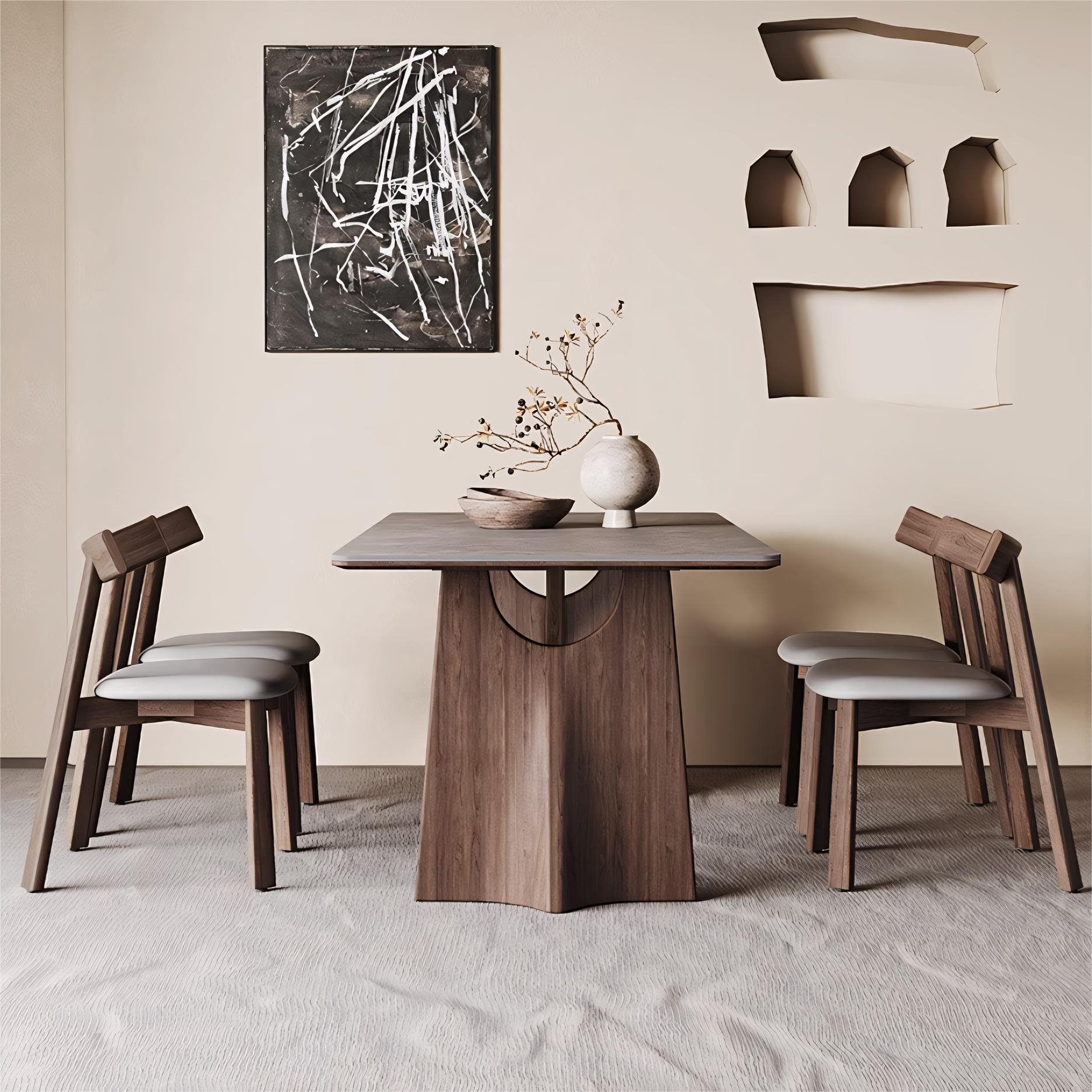 Yaleo  Sintered stone solid wood rectangular dining table