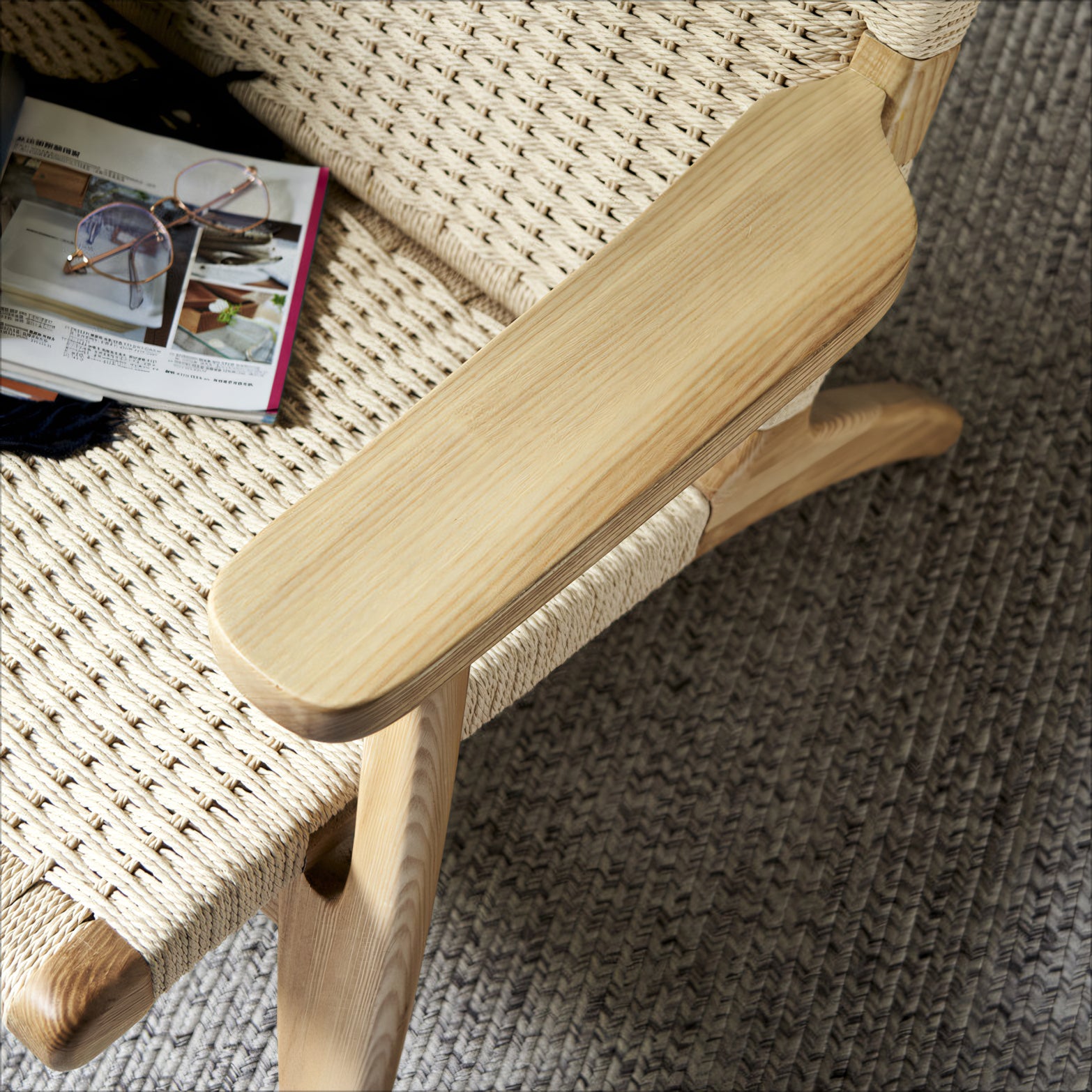 Fidel Natural rattan ash wood lounge chair