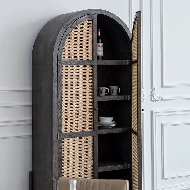 Blerown Ash wood natural rattan sideboard