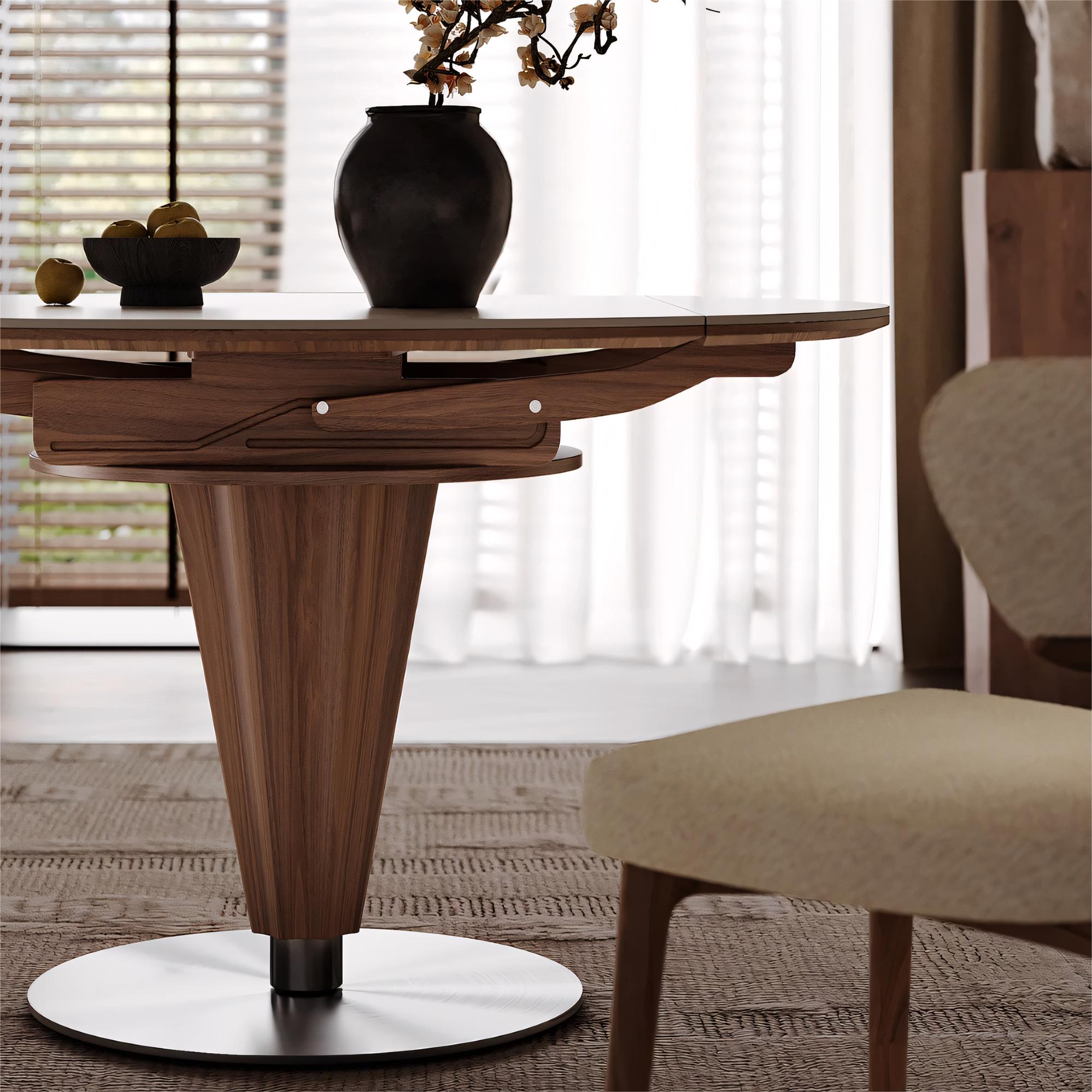 Patima Round-to-rectangular sliding extension dining table