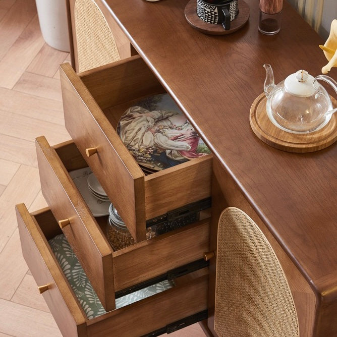 Teriya Ash wood natural rattan sideboard