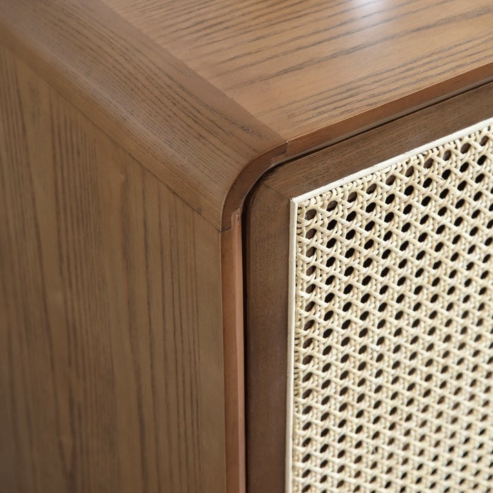 Hibotrina Ash wood natural rattan sideboard