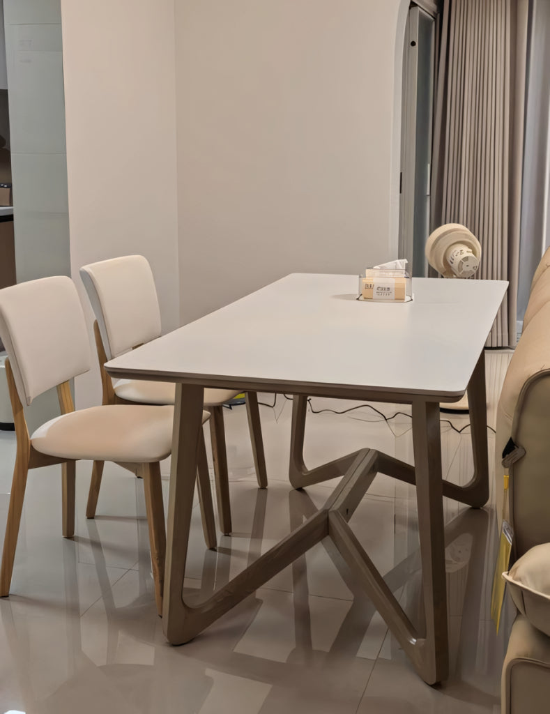 Quina Sintered stone solid wood rectangular dining set