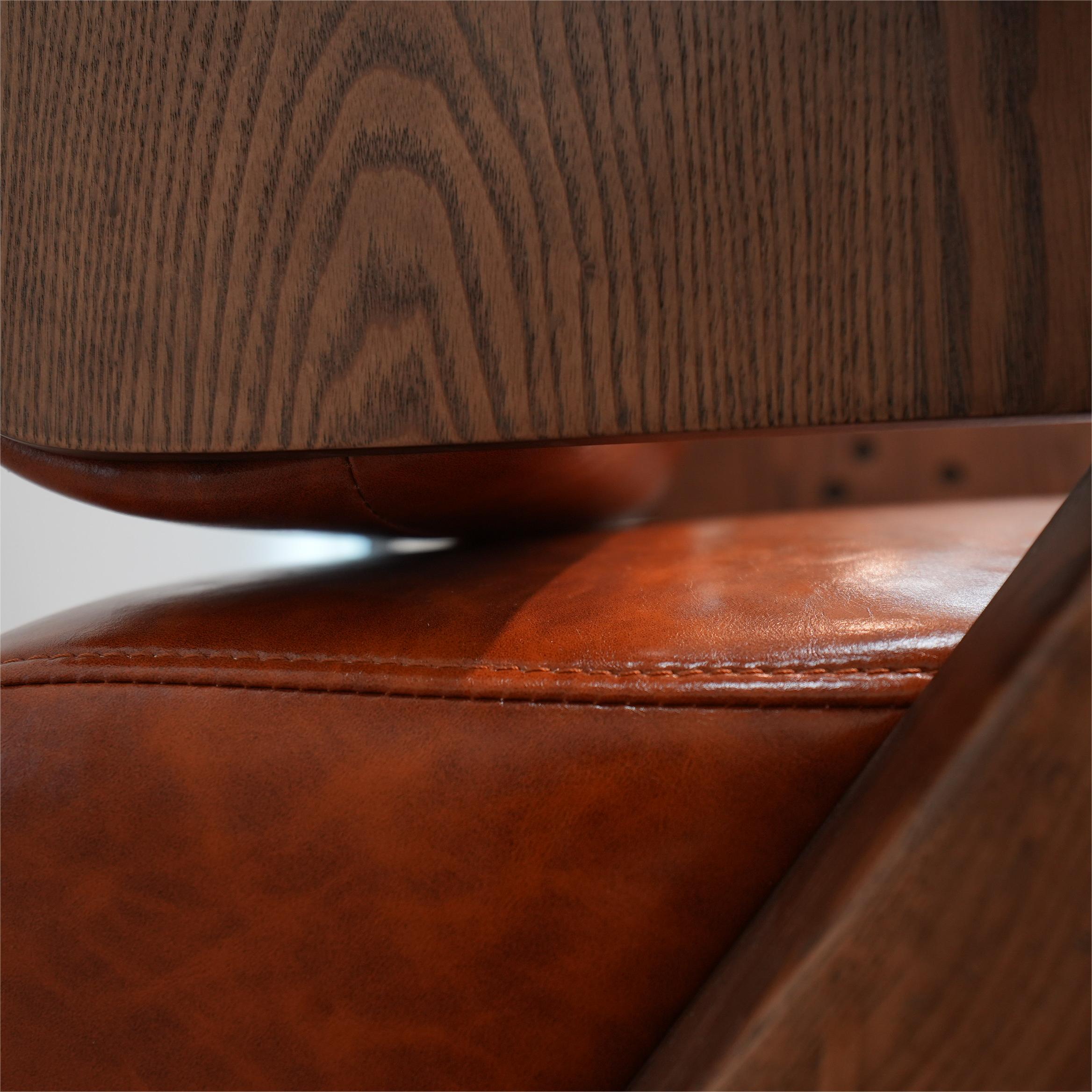 Figey Solid wood leather accent chair