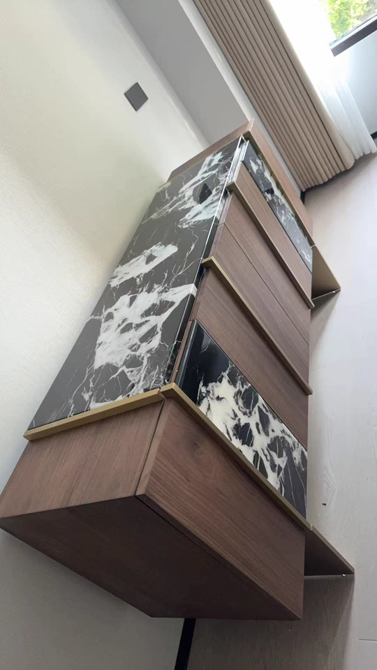 Rozeo Wooden marble sideboard-A