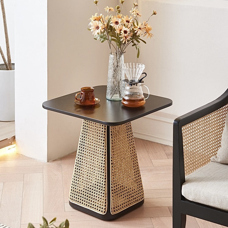 Drineli Ash wood natural rattan side coffee table