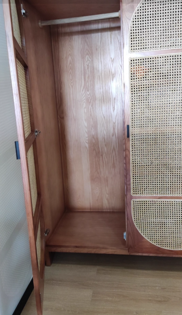 Froline Ash wood natural rattan wardrobe