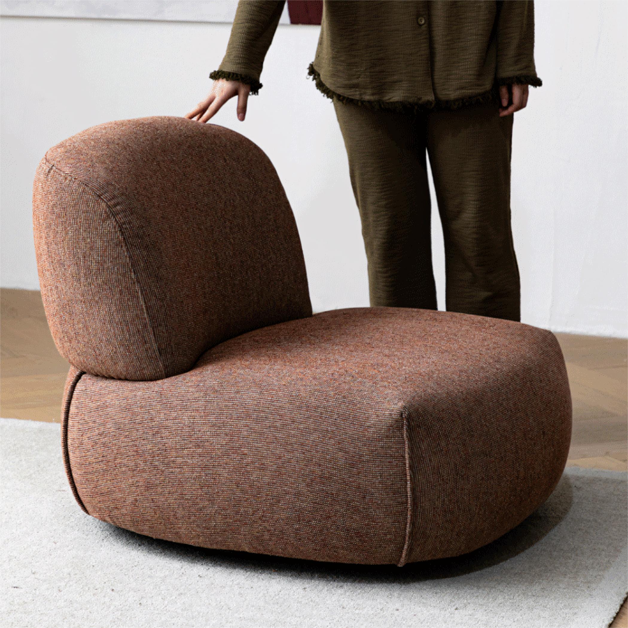 Olria 360° rotatable fabric single sofa-A