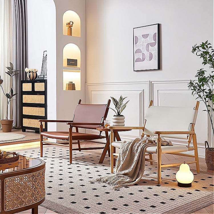 Xanian Ash wood leather accent chair