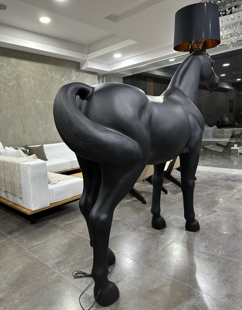 Frifano Horse statue art black floor lamp