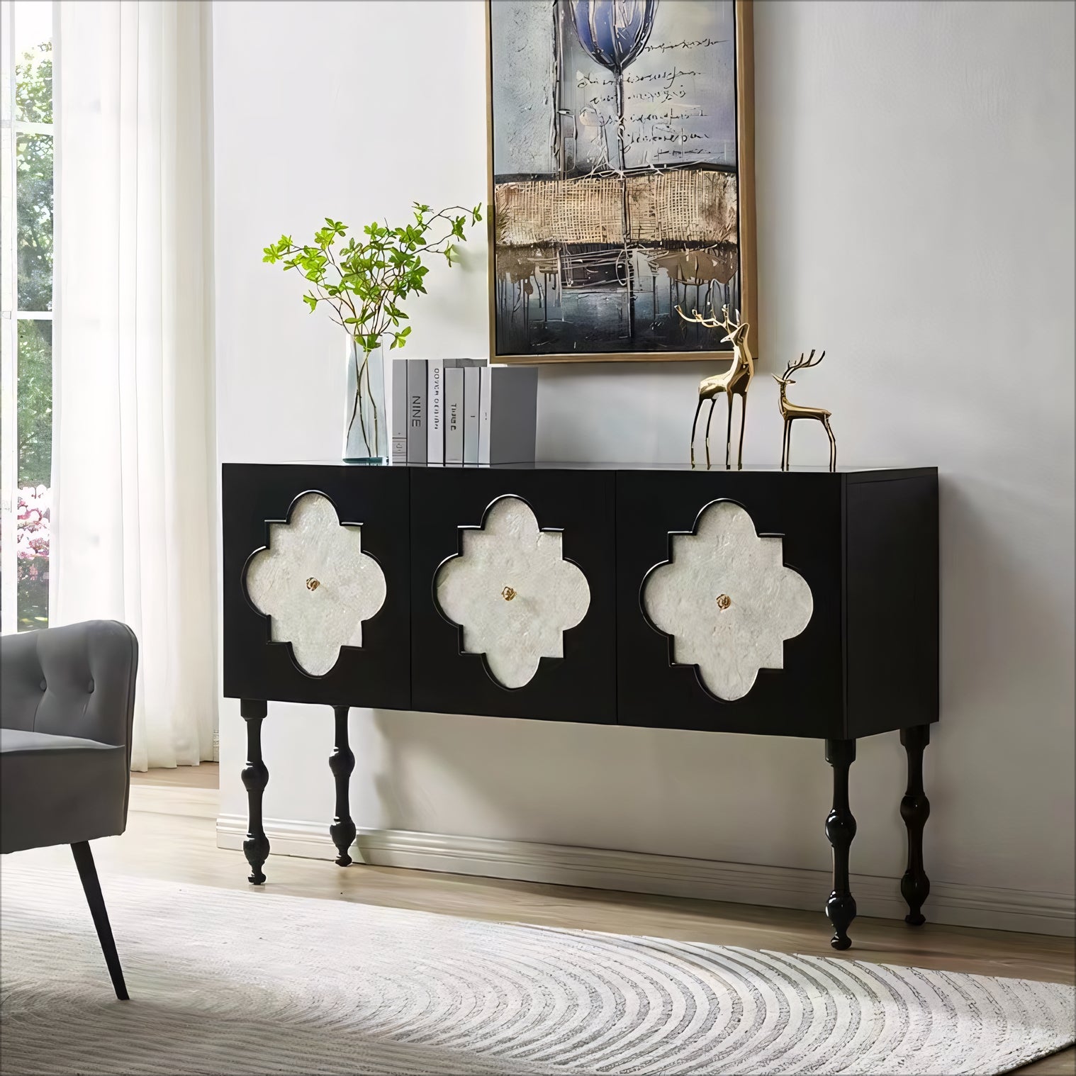 Erma Ash wood shell sideboard