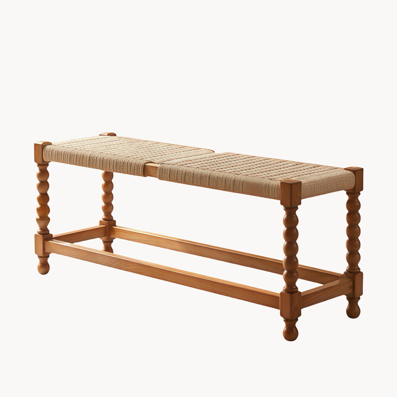 Marden Solid wood braided rope bed bench