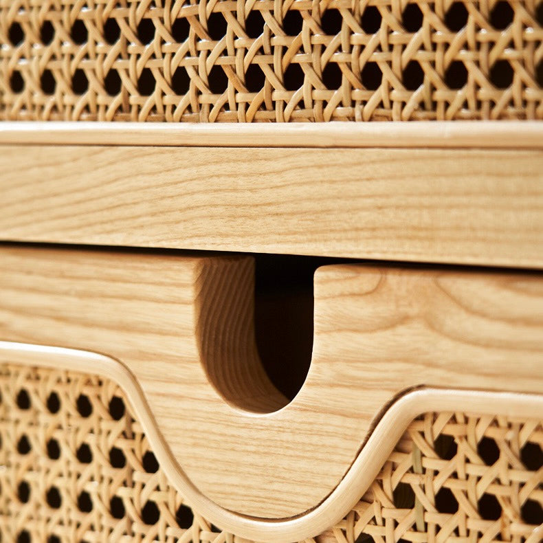 Vilriga Ash wood natural rattan chest of drawers-B