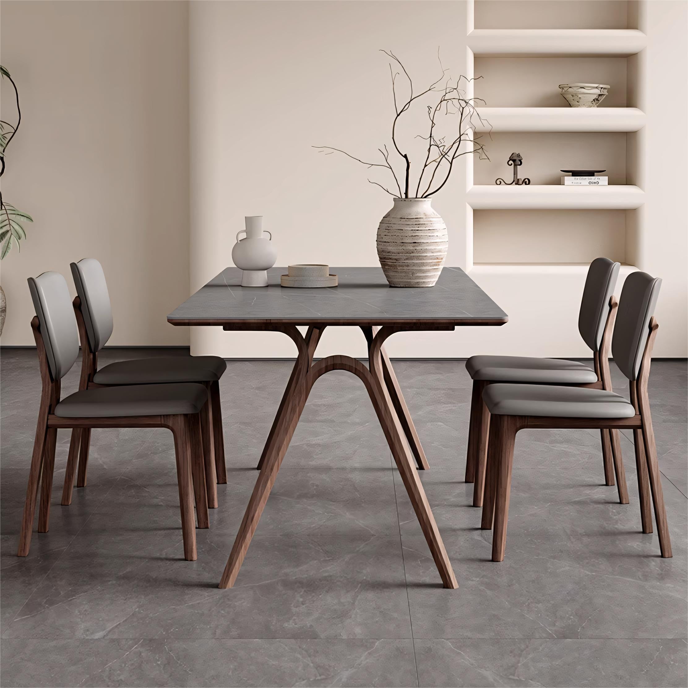 Zilioa Sintered stone solid wood rectangular dining table-A