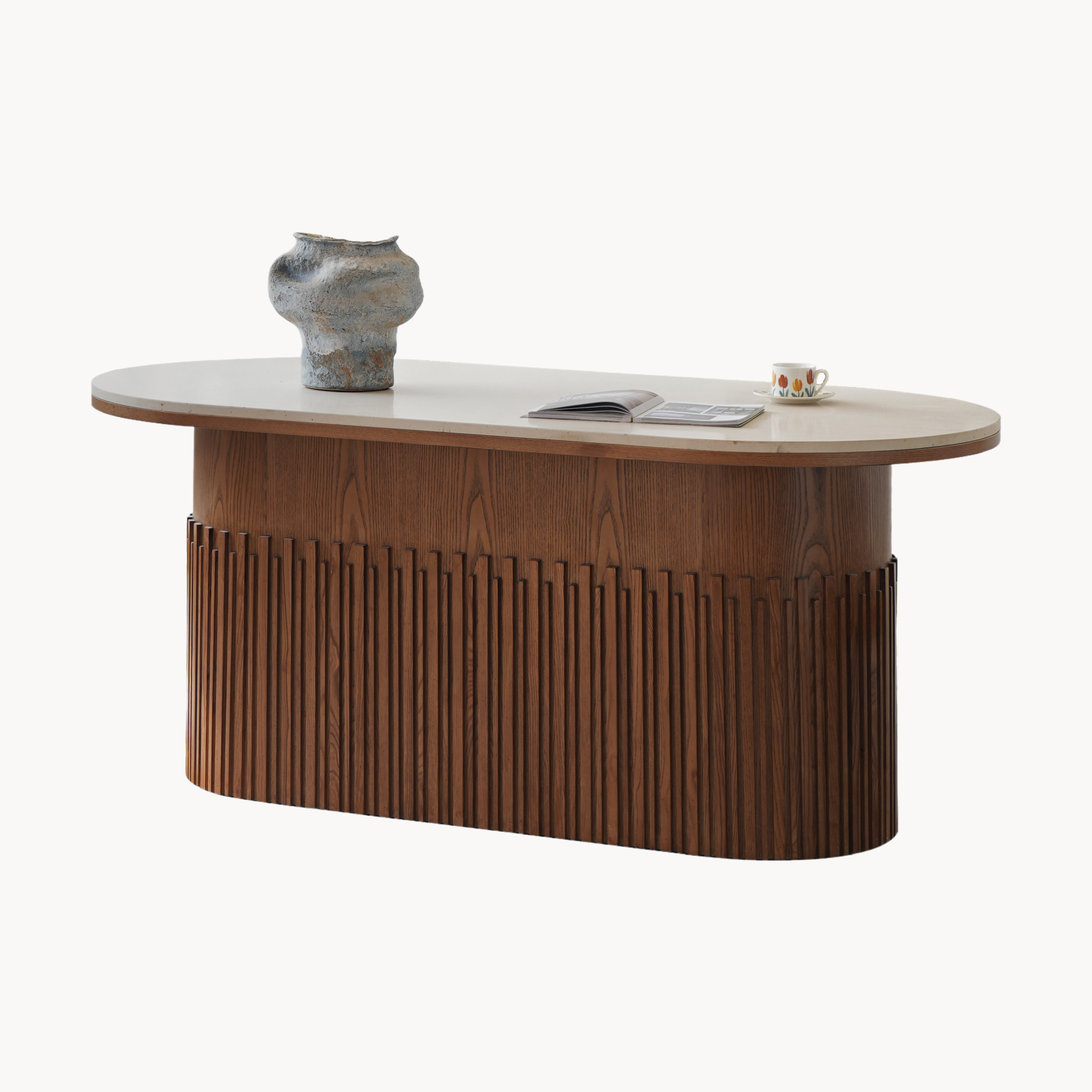 Elvira Natural travertine rectangular dining table