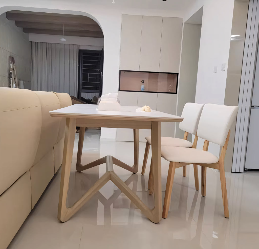 Quina Sintered stone solid wood rectangular dining set