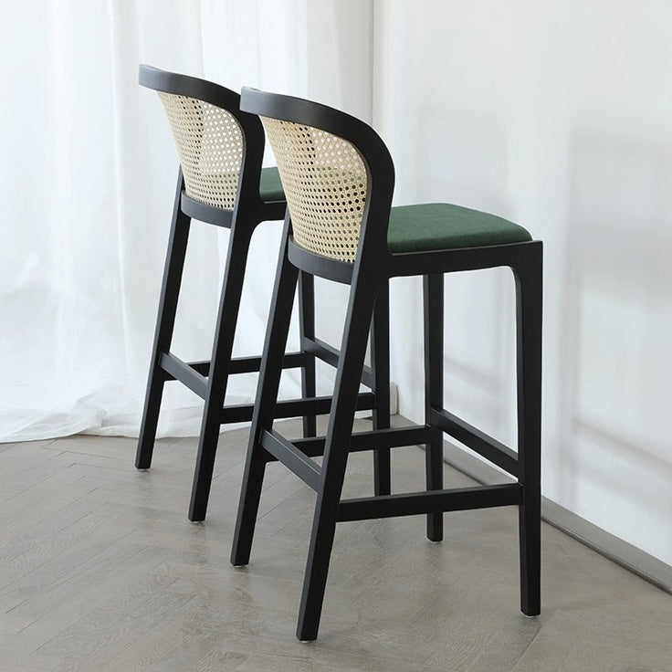 Glinlan 2pcs Ash wood natural rattan high chair dining chair