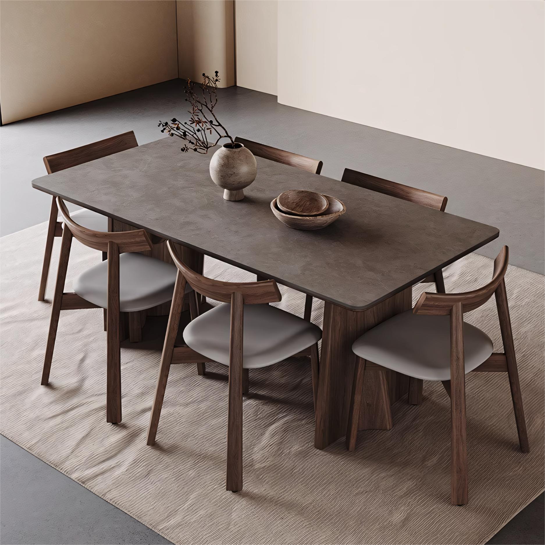 Yaleo  Sintered stone solid wood rectangular dining table