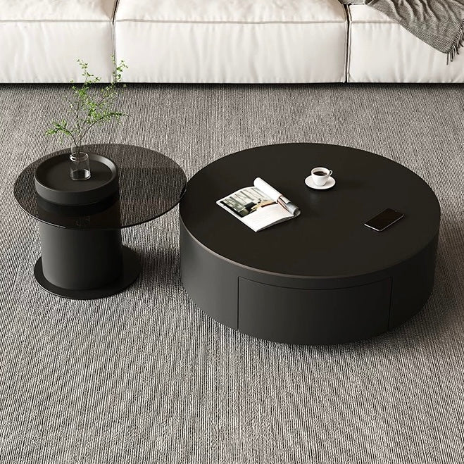 Cocheli Tempered glass round nesting coffee table set
