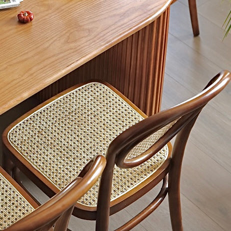 Timipre 2pcs ash wood natural rattan dining chairs