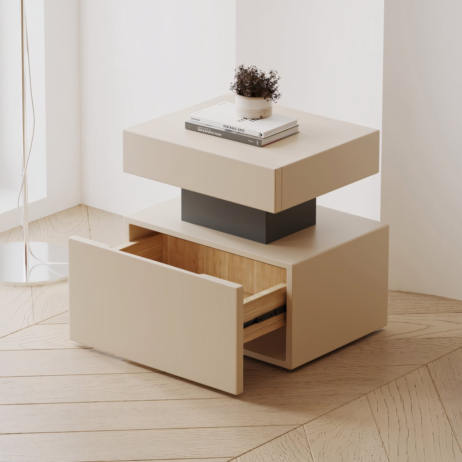 Tesie 2pcs solid wood nightstands bedside tables