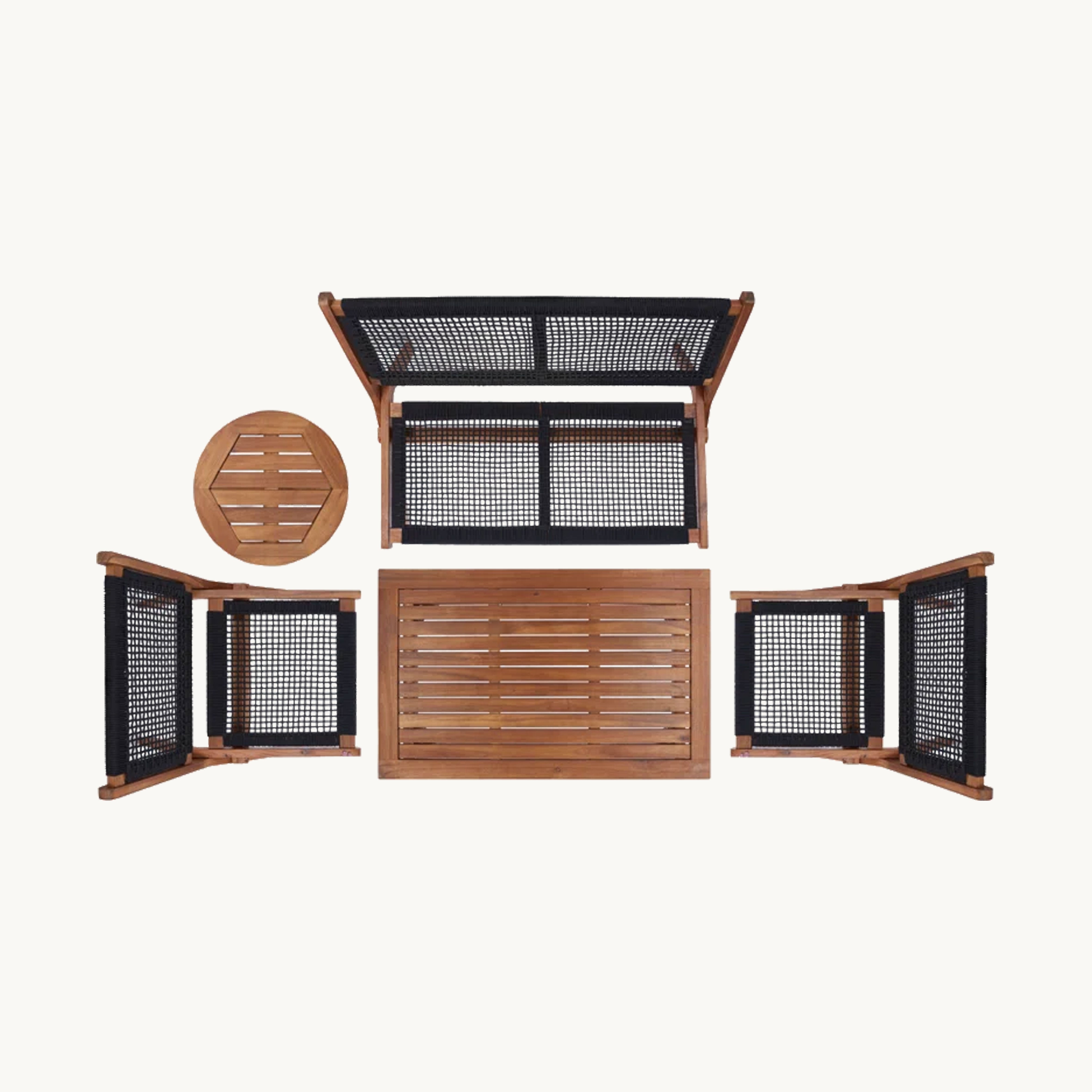 Fayeino Solid wood braided rope outdoor set