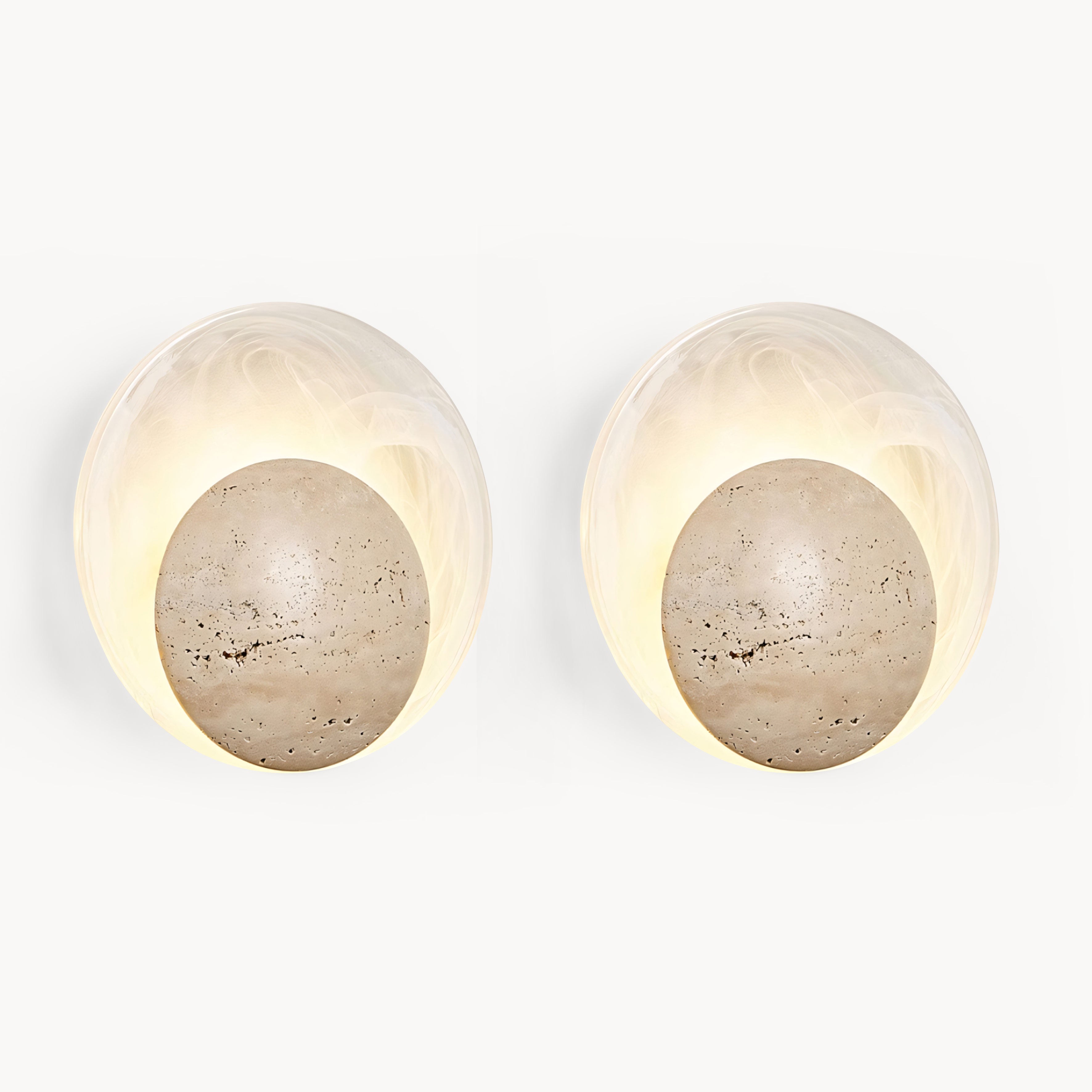 Srino 2pcs beige travertine wall lights bedside lights