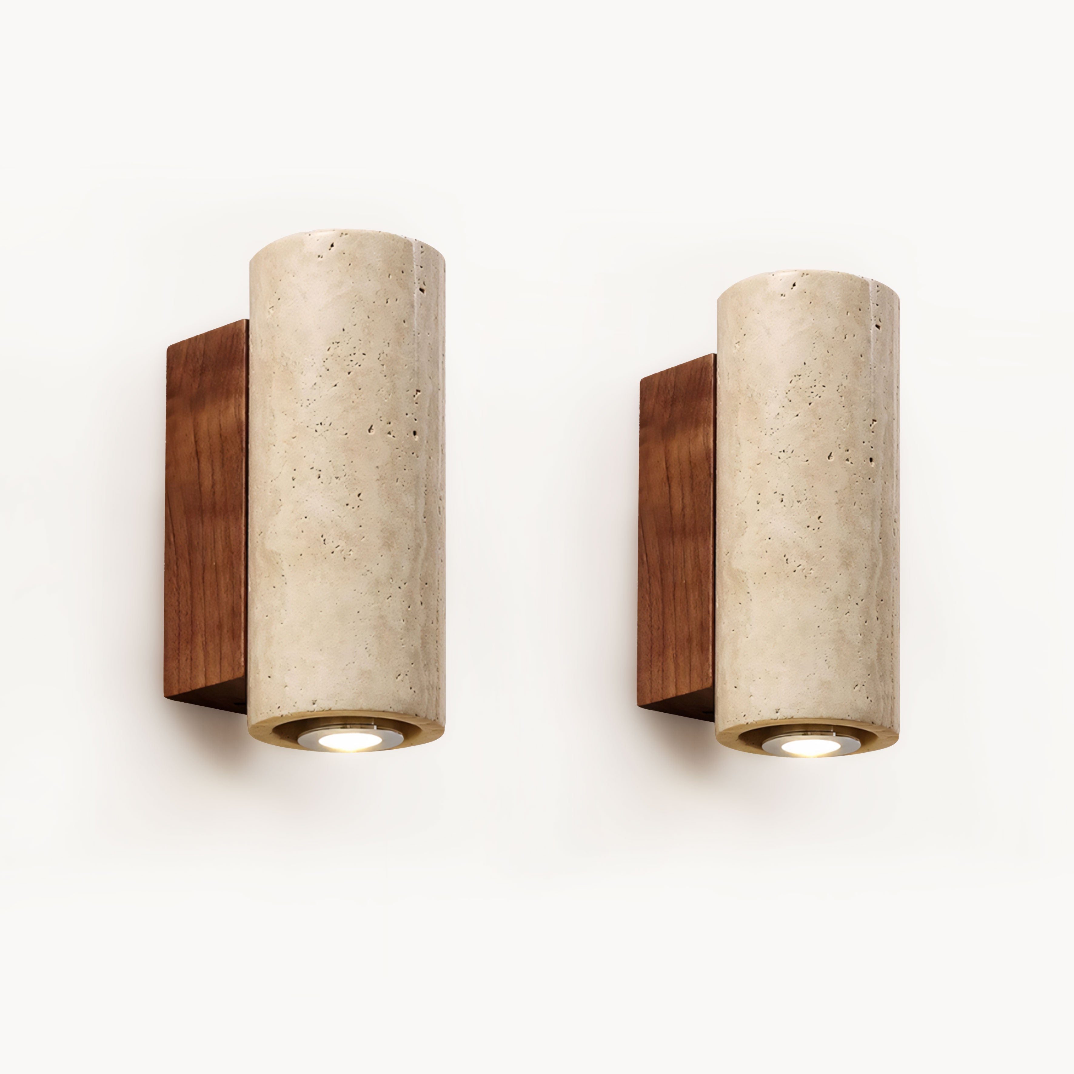 Vicria 2pcs yellow travertine rubberwood wall lights bedside lights-A