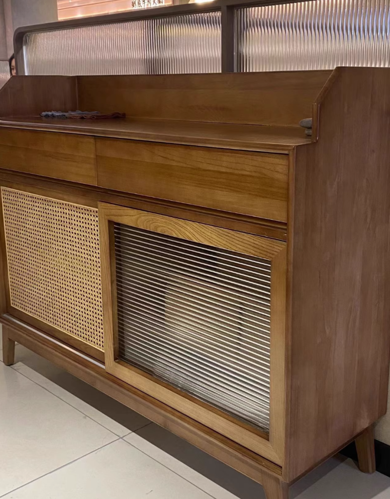 Nyturan Ash wood natural rattan sideboard