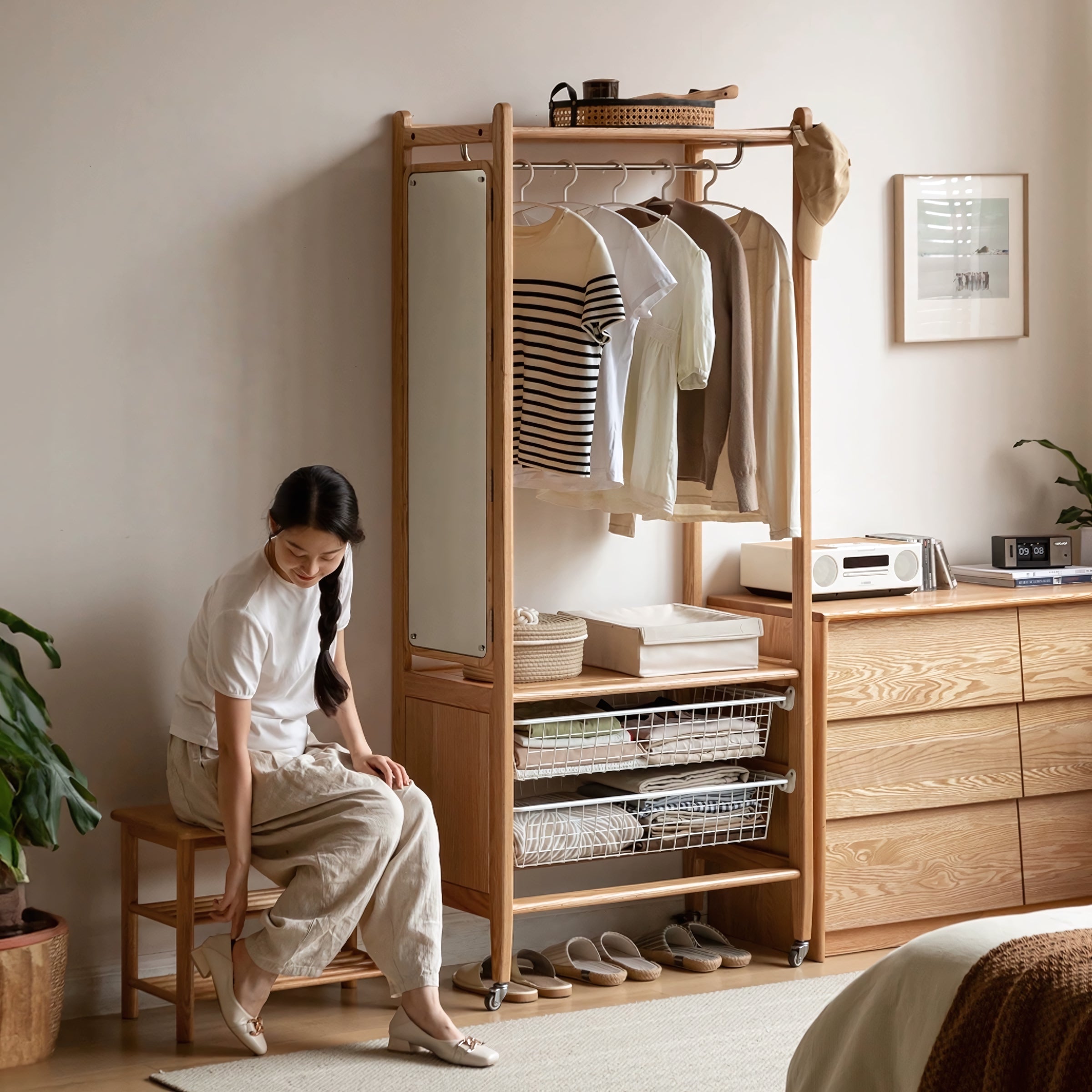 Vello Clothes rack with storage cabinet